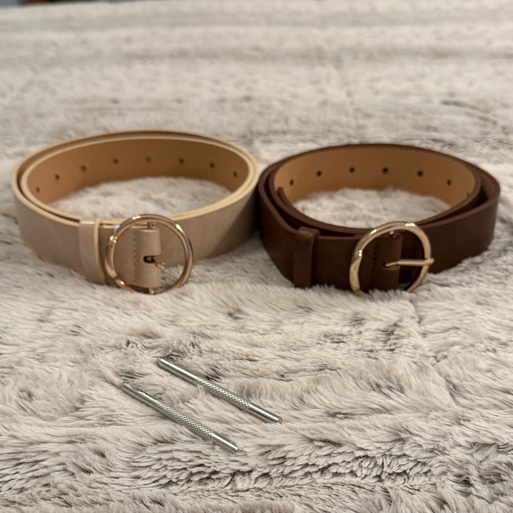 Elegant Beige and Brown Belt Set